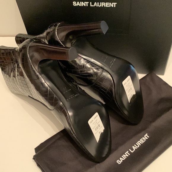 SAINT LAURENT Jane Croc-Embossed Booties - Picture 8 of 11